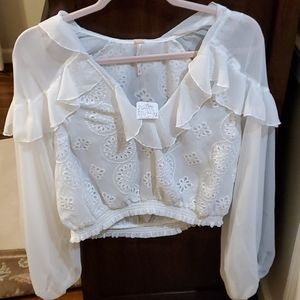 Free People White lace Blouse NWT